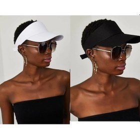 Resim Unisex Uv Koruyucu Vizör Kasket Siperlik Tenis Şapka Beyaz-siyah 