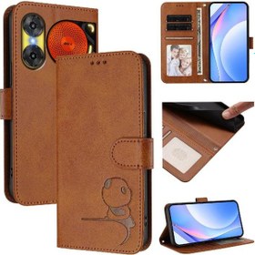 Resim Zte Nubia Music 2 İçin Telefon Kılıfı Çevirme Kapaklı Rfıd Engelleyici Manyetik Kartlık Stand Pu Deri 