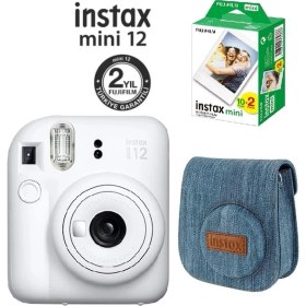 Resim Fujifilm Instax Mini 12 Fotoğraf Makinesi 20'li Film ve Jean Çantalı Hediye Seti 77 