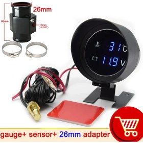 Resim Xiyu Shop 26 mm Siyah Adaptör Stili H Araba Dijital LED Su Sıcaklık Ölçer Santigrat Su Sıcaklığı Ortak Boru Sensörü ile 10 mm Adaptör Npt Voltmetre 2 In 1 (Yurt Dışından) 