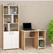 Resim Kalenderdekor1 Kalender Dekor Avel Mayra 90 Cm Çalışma Masası Takımı Avm02 Beyaz - Meşe 