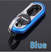 Resim Mavi Anahtarlık Paslanmaz Çelik Toka Açık Karabina Tırmanma Araçları Çift Halka Araba Anahtarlık Anahtarlık Dayanıklı Anahtarlık 