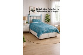 Resim Arion Kids Mavi MDF Başlık 120'lik Bazalar için 135 Cm Genişliğinde 