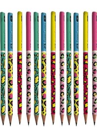 Resim Safari Yuvarlak Kurşun Kalem 12 Adet 1 Paket Faber Kurşun Kalem 2b Siyah Kurşun Kalem Safari Desenli 2b Kalem 