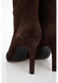 Resim Kahverengi Süet Sivri Burun Topuklu Bot 24332 Kahverengi 