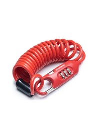 Resim Rockbros Pl3002 Yaylı Kordon Motosiklet Kaskı Bisiklet Kod Kilidi Hırsızlığa Karşı Çelik Tel Şifre Kilidi - Kırmızı 