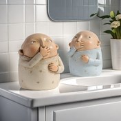 Resim 1 Adet Komik Erkek Burun Kıvırma Heykeli - Kaprisli Reçine Banyo Dekoru, Oturma Odası veya Banyo İçin Yaratıcı İç Mekan Sanatı, Mükemmel Hediye Fikri, Krem & Mavi Yıldız Desenli Figürler, Modern Ev Dekoru İçin Eğlenceli Tasarım, İç Mekan Heykeli | Eğlenceli Figürler | İfade 