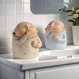 Resim 1 Adet Komik Erkek Burun Kıvırma Heykeli - Kaprisli Reçine Banyo Dekoru, Oturma Odası veya Banyo İçin Yaratıcı İç Mekan Sanatı, Mükemmel Hediye Fikri, Krem & Mavi Yıldız Desenli Figürler, Modern Ev Dekoru İçin Eğlenceli Tasarım, İç Mekan Heykeli | Eğlenceli Figürler | İfade 