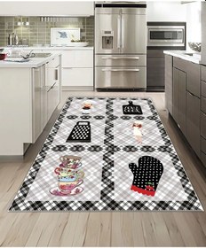 Resim Dijidekor Işıltı Koleksiyonu Model257 Süngerli Dijital Baskılı Saçaksız Mutfak Halısı Yolluk 