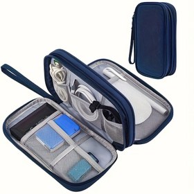 Resim Dayanıklı Oxford Kumaş Elektronik Organizatör Çanta - Şarj Cihazları, USB'ler, Kulaklıklar ve Daha Fazlası için File Cepli Seyahat Kablosu & Aksesuar Kutusu - Günlük İşe Gidiş Geliş İçin İdeal 