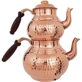 Resim Bakır Çaydanlık Büyük Boy Kalaylı 