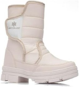 Resim Günlük Içi Termal Kaydırmaz Taban Cırtlı Kadın/Kız Krem Kar Botu 