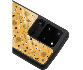 Resim Spoyi Samsung Galaxy S20 Ultra Sarı Bindanlı Tasarımlı Glossy Telefon Kılıfı 