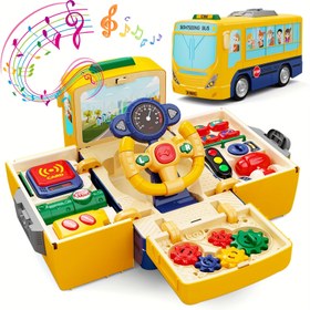 Resim Ses ve Işık Dönüştürücü Otobüs Çocuk Oyuncak, Müzik Çalma, Simülasyon Otobüs Oyuncak, Çocukların Doğum Günü Hediyesi 