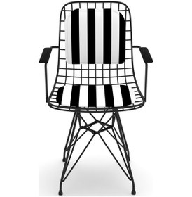 Resim Knsz kafes tel sandalyesi 1 li mazlum syhtuan kolçaklı sırt minderli ofis cafe bahçe mutfak 