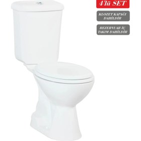 Resim Creavit Pitta Alttan Çıkışlı Klozet + Rezervuar + İç Takım + Çınar Tp Yavaş Kapanan Kapak 4 'lü Set Beyaz 