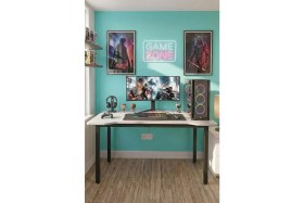 Resim RetoDesign 140 Beyaz Oyun Çalışma Masası Gaming Masa Ofis Masası 9140 