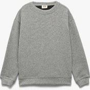 Resim Koton Erkek Çocuk Uzun Kollu Bisiklet Yaka Baskılı Pamuklu Sweatshirt Antrasit 