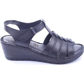 Resim Lobeno 22-d-012 Dolgu Topuk Günlük Anatomik Deri Sandalet 001 