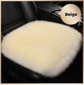 Resim Suni Kürk Kaplaması Peluş Araba Koltuğu Pedi Bej 1 Adet 