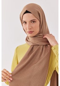 Resim Mirsoy Scarf Halka Desen Parlak Jakar Şal - Vizon Açık Vizon 