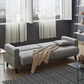 Resim Enza Home Astera 3'lü Yataklı Koltuk - Açık Gri 