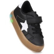 Resim Kiko Kids Rena Günlük Cırtlı Işıklı Kız Bebek Spor Ayakkabı Siyah - Beyaz Siyah - Beyaz 