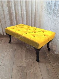 Resim Kapitoneli Ayak Ucu Kapı Önü Antre Bench Puf Siyah Ayak 120 45 Sarı 
