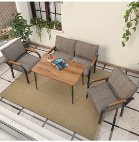 Resim Mygusi Hayal Balkon, Bahçe, Cafe, Teras - Metal Kanepe Koltuk Takımı - 2+1+1 Masali Cappucino 