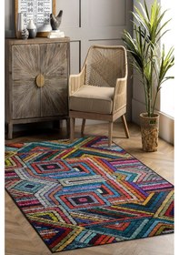 Resim Decomia Home Dijital Baskılı Kaymaz Dot Taban Makinede Yıkanabilir Rengarenk Çizgi Desenli Halı Yolluk DC-374 