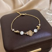 Resim 1 Adet Tatil ve Boş Zaman Stili 304 Paslanmaz Çelik Bileklik - 18K Altın Kaplama Sentetik Zirkon Taşlı, Deniz Kabuğu & Denizyıldızı Charm Tasarımı, Günlük Kıyafetler, Partiler, Anneler Günü, Babalar Günü Hediyeleri İçin 