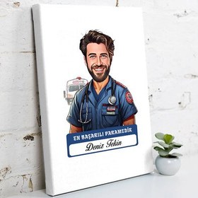 Resim Karikatürlü En Başarılı Erkek Paramedik Kanvas Tablo 