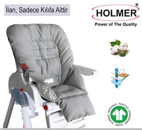 Resim Holmer Leke Tutmaz Organik Max-T Gri Mama Sandalyesi Minderi Ve Kılıfı 
