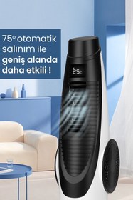 Resim GoldMaster Airbot Dokunmatik Led Ekranlı Hız ve Zaman Ayarlı Salınımlı Uzaktan Kumandalı Kule Tipi Vantilatör 