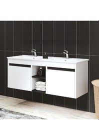 Resim Denko Twin 120 Cm Mdf Beyaz Banyo Dolabı Takımı Beyaz 