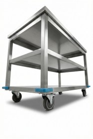 Resim sc sonsesconcept Çalışma Tezgahı , Hareketli , Alt Tablalı , Ara Raflı , Paslanmaz , KROM, 100 x 60 x 85h 