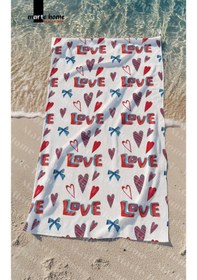 Resim Marte Home Love Baskılı Plaj Havlusu Kırmızı 