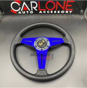 Resim carlone Momo Spor Direksiyon 35cm Mavi Göbek Detaylı- Yarış Spor Direksiyonu 