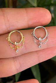 Resim Gümüş Halka Piercing 3467 - Pembe altın 