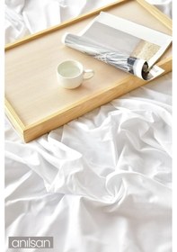 Resim Lastiksiz Düz Beyaz Saten Çarşaf, 83 Tel, Tek & Çift Kişilik, Ev Ve Otel Çarşafı Beyaz 