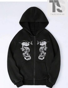 Resim Double Dragons Sweatshirt Fermuarlı Hırka Siyah Siyah 