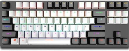 Resim Leaven K550 Kablolu Kırmızı Switch Klavye LED Rgb 87 Tuşlu Mekanik Oyuncu Işıklı Klavye Ergonomik Tasarım Rahat 150CM Kablo Bilgisayar Pc Için Siyah-Beyaz Klavye 