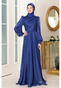 Resim Raika Moda Omuz Detaylı Bahar Tesettür Büyük Abiye Lacivert 