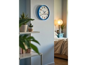 Resim Akıllı Durak 36 cm Mavi Çocuk Odası Duvar Saati 