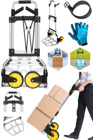 Resim STAXX POWER 120Kg Kapasiteli Katlanır Koli Yük Paket Taşıma El Arabası 360° Dönen Sap + Teleskopik Uzayan Kol 