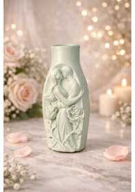 Resim Romantik Vazo-el Yapımı Romantik Vazo Turkuaz 