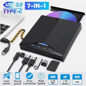 Resim 7 İn 1 Usb 3.0 Type-c Harici Dvd Rw Cd Sürücü Yazıcı Okuyucu 