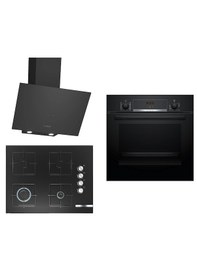Resim Bosch HBF514BB1T - POP7C6O12O - DWK64PJ60T 3'lü Ankastre Set Siyah 270 