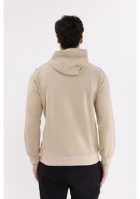 Resim Rowinger Omuz Panel Detaylı Fermuarlı Kapüşonlu Erkek Sweatshirt Beıge 