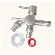 Resim Willowhaven 1 Adet Paslanmaz Çelik Çift Başlı Musluk Sıcak Soğuk Ayrı Çamaşır Makinesi Bahçe Hortumu Bağlantılı 